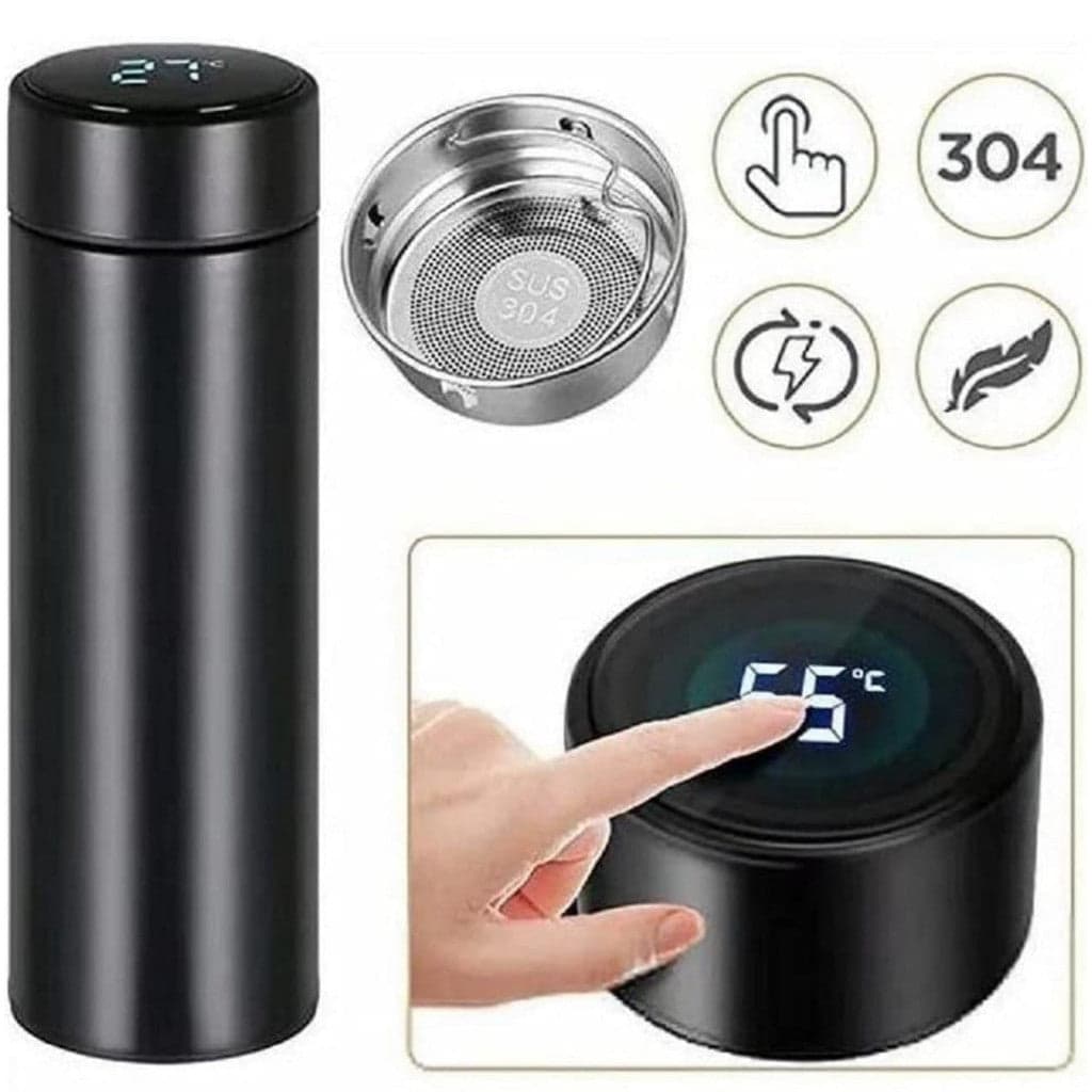 Garrafa Térmica com LED e Termômetro (500ml) - Preto 2