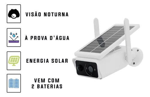 Câmera de Segurança p/ Exterior Recarregável com Luz Solar Wi-Fi FullHD Resistente a Água 3