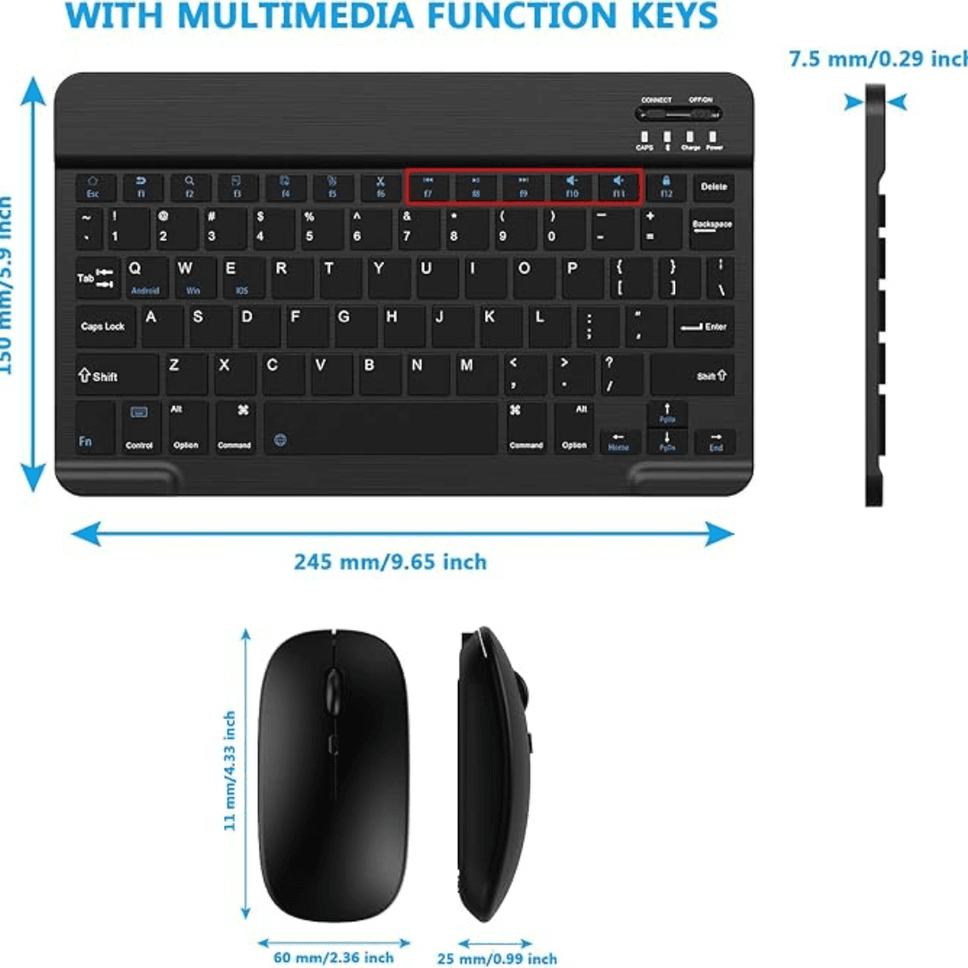 Conjunto de Teclado + Mouse Sem Fio Bluetooth 4