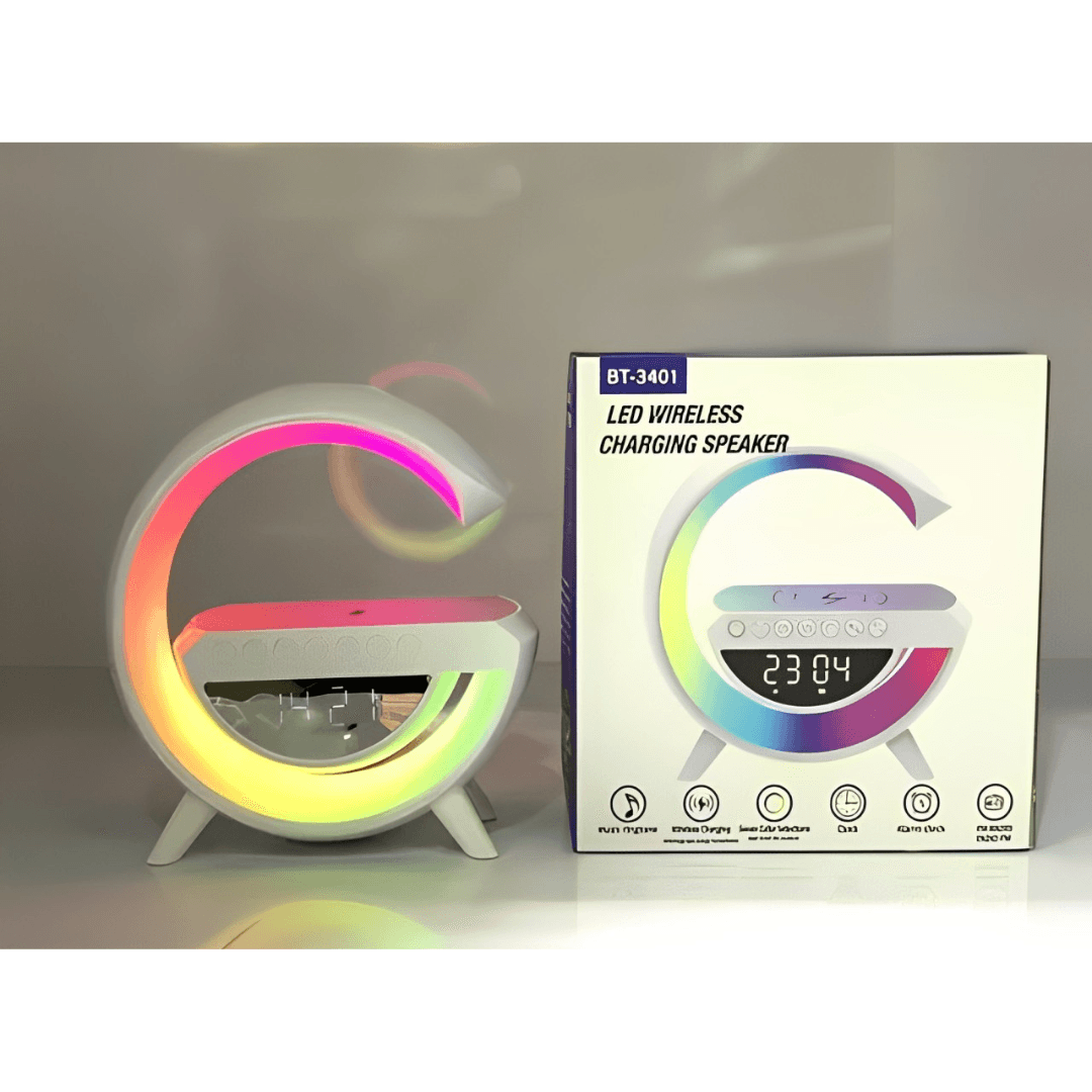 G Speaker Luminária com Relógio e Carregador Indução 8