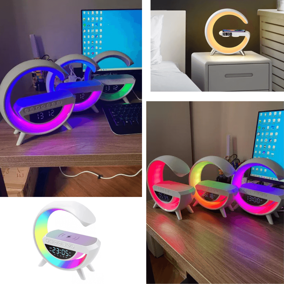 G Speaker Luminária com Relógio e Carregador Indução 4
