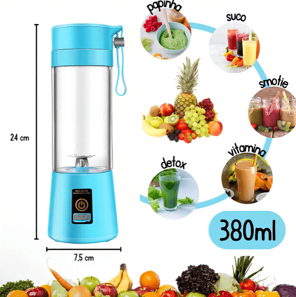 Mini Liquidificador Portátil Recarregável Bivolt - (Cores Sortidas) 8