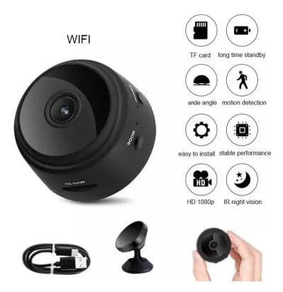 Mini Câmera de Segurança Fixa Espiã A9 Wi-Fi FullHD 90° com Suporte de Parede 4
