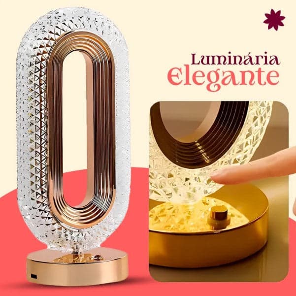 RETRÔ - Luminária Abajur Cristal Led Touch Recarregável USB 4