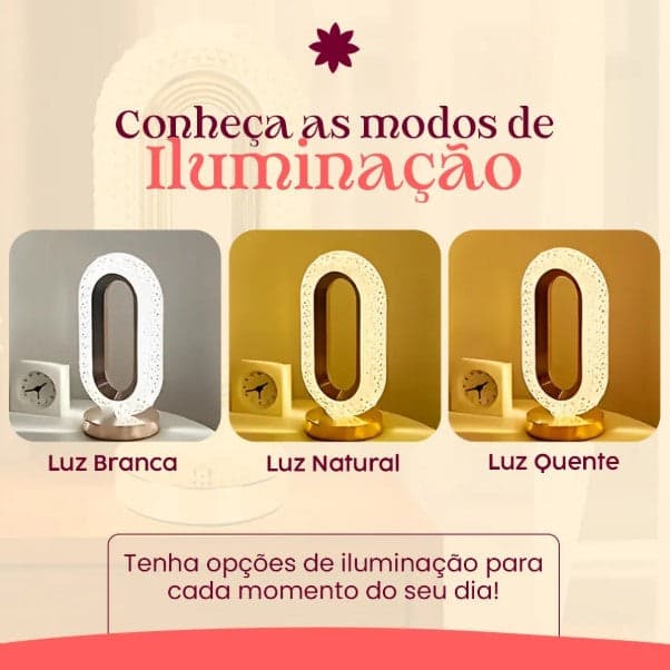 RETRÔ - Luminária Abajur Cristal Led Touch Recarregável USB 5