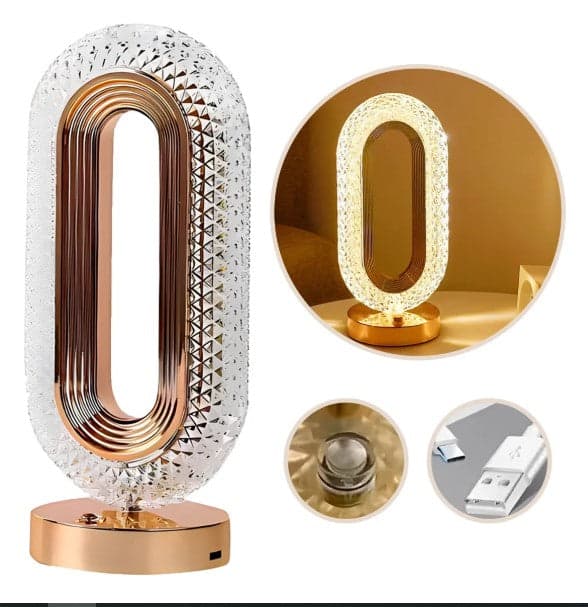 RETRÔ - Luminária Abajur Cristal Led Touch Recarregável USB