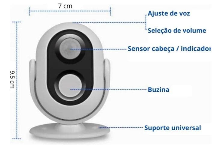 Sensor de Presença Campainha Alarme BM-607 Bivolt 5