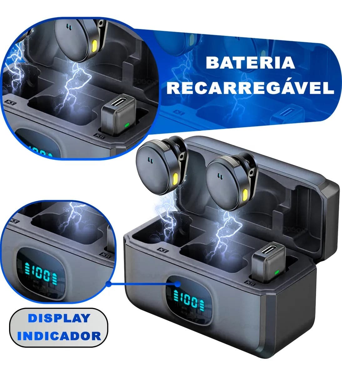 Microfone Lapela Duplo Sem Fio Magnético Anti Ruído - ON-2912 - (Cores Sortidas) 4