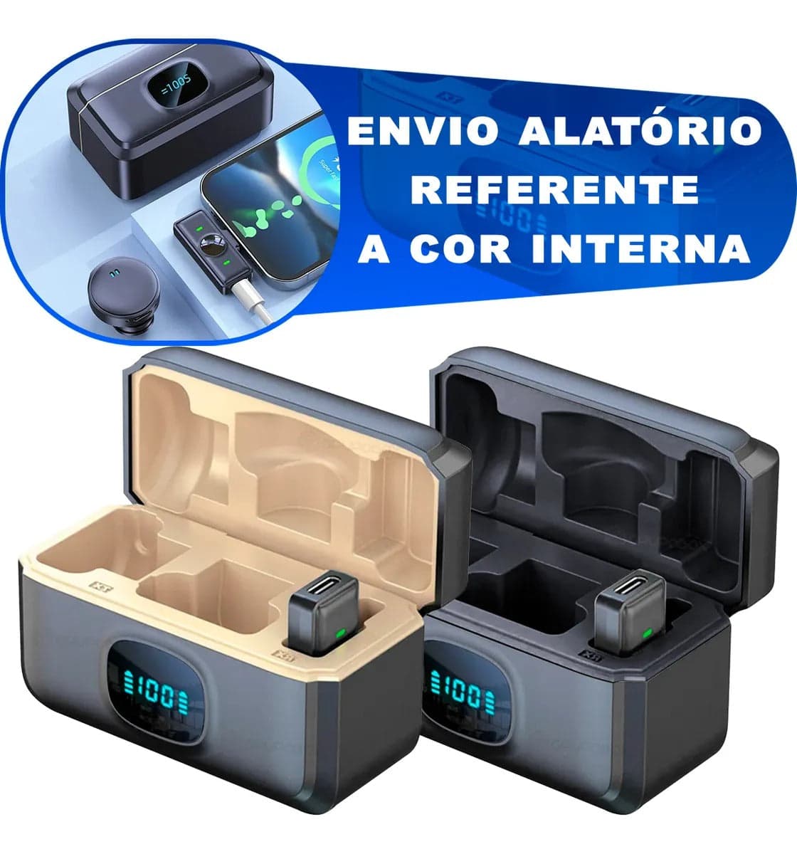 Microfone Lapela Duplo Sem Fio Magnético Anti Ruído - ON-2912 - (Cores Sortidas) 2