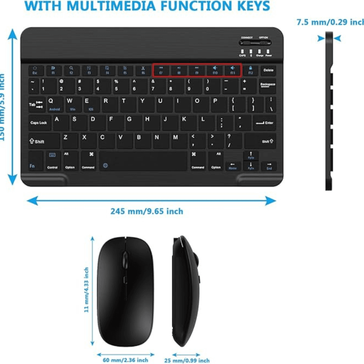 Kit Fone de Ouvido + Conjunto Teclado e Mouse Sem Fio 9