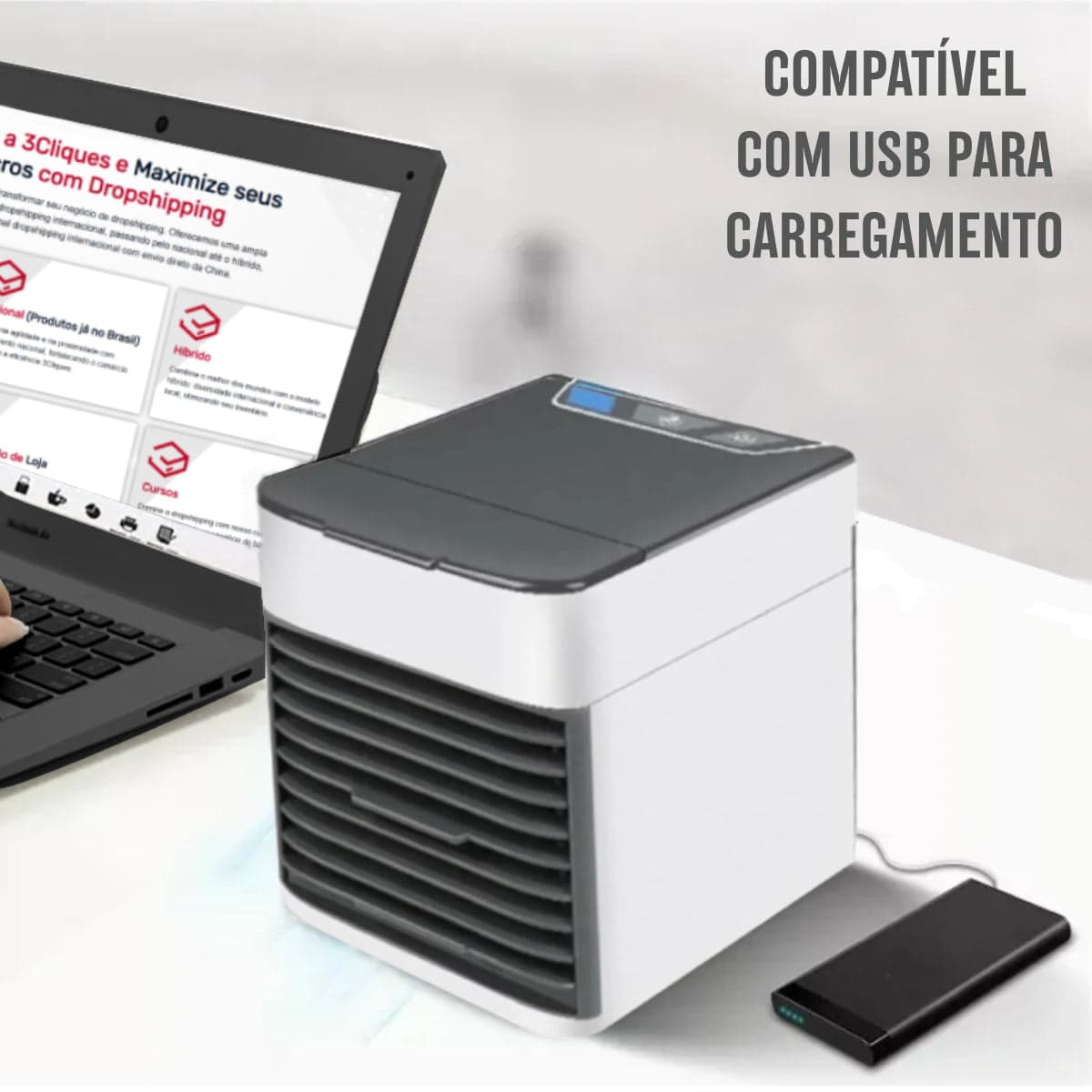 Mini Ar Condicionado Portátil 3 Velocidades USB Bivolt 3