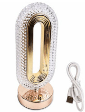 RETRÔ - Luminária Abajur Cristal Led Touch Recarregável USB 3