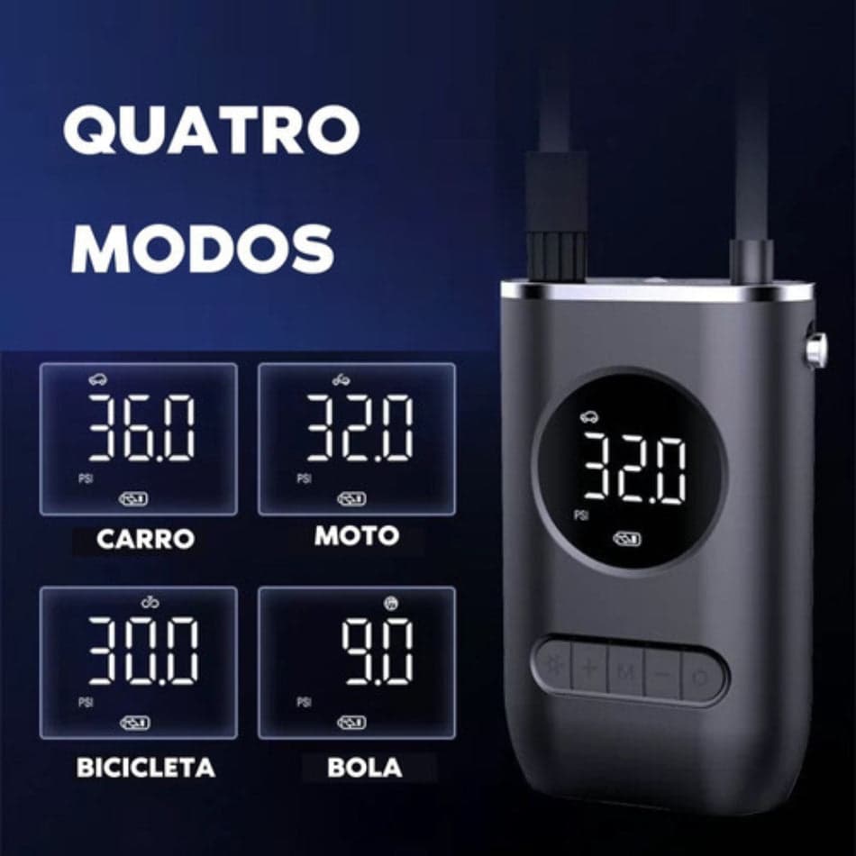 Mini Calibrador Compressor Elétrico Digital Portátil Pneu Carro Bike Bivolt 4