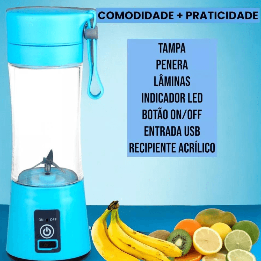 Mini Liquidificador Portátil Recarregável Bivolt - (Cores Sortidas) 3
