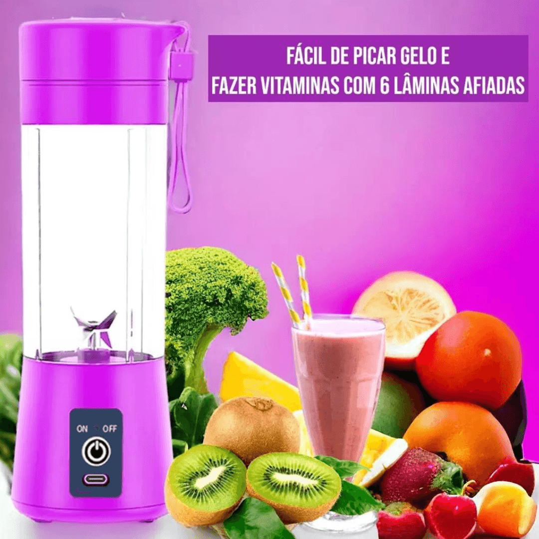 Mini Liquidificador Portátil Recarregável Bivolt - (Cores Sortidas) 4