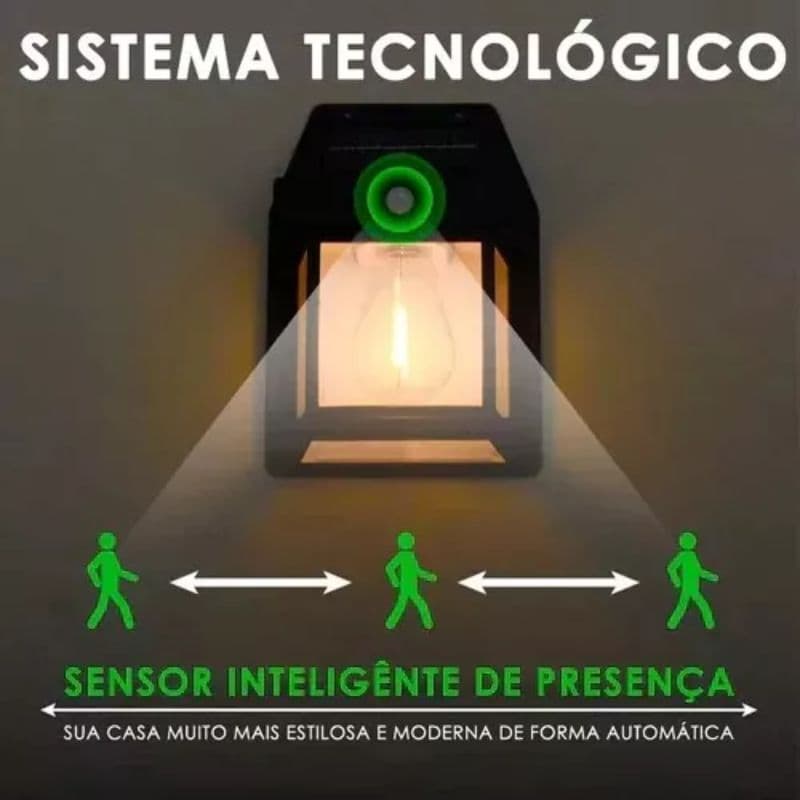 Luminária Refletor Solar LED à Prova da Água e Poeira IP65 Sensor De Movimentos Parede - Luz Quente 4